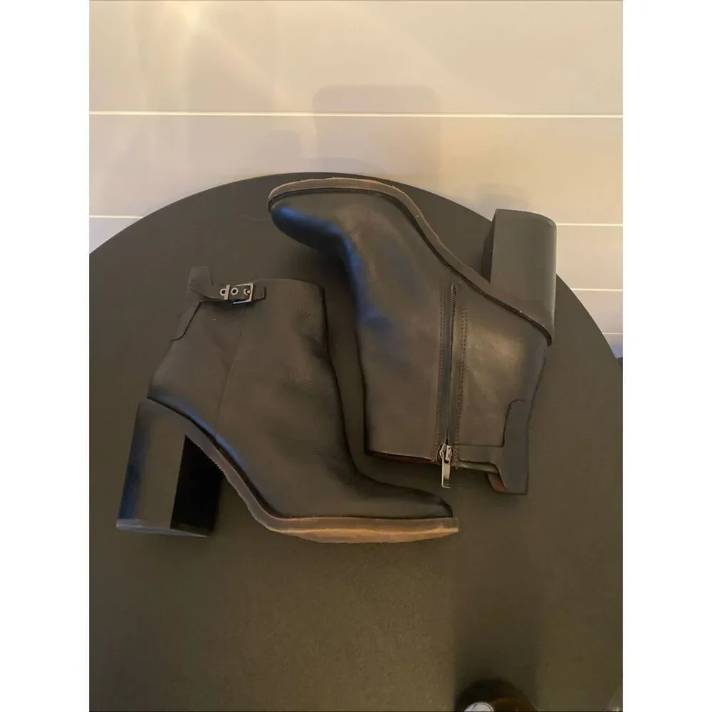 Franco Sarto Women's Rivet Leather Ankle Boot Black Size 10